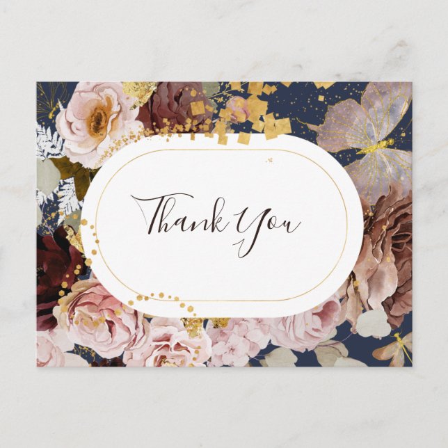 Moderne Blush Bloral | Hochzeit der Marine Vielen  Postkarte (Vorderseite)