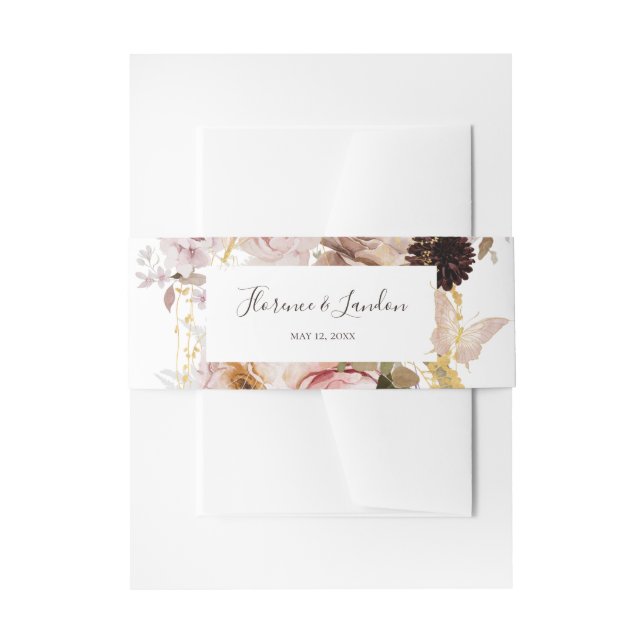 Moderne Blush Bloral | Hochzeit Einladungsbanderole (Vorderseite Beispiel)