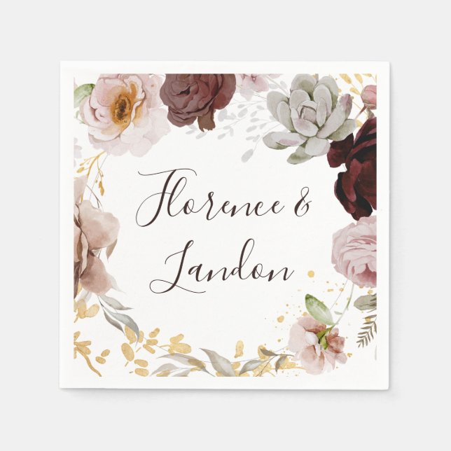 Moderne Blush Bloral | Hochzeit von Napkins Serviette (Vorderseite)