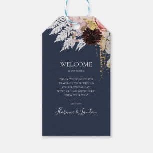 Moderne Blush Bloral   Hochzeitsempfang der Marine Geschenkanhänger
