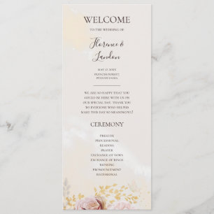 Moderne Blush Bloral Hochzeitsprogramm für Wasse Programm