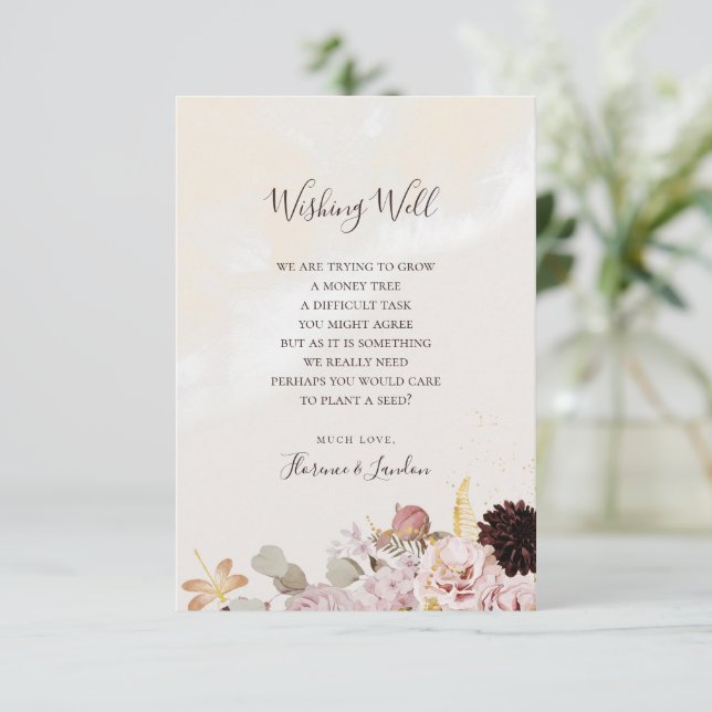 Moderne Blush Bloral | Marmorhochzeit zum Wohlfühl Begleitkarte (Stehend Vorderseite)