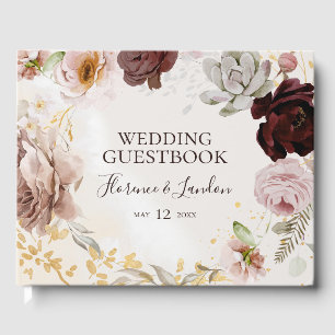 Moderne Blush Bloral   Wasserfarbenhochzeit Gästebuch