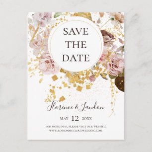 Moderne Blush-Blumen   Save The Date-Postkarte Einladungspostkarte