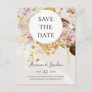 Moderne Blush-Blumenmarmor-Hochzeitseinladung zur Einladungspostkarte