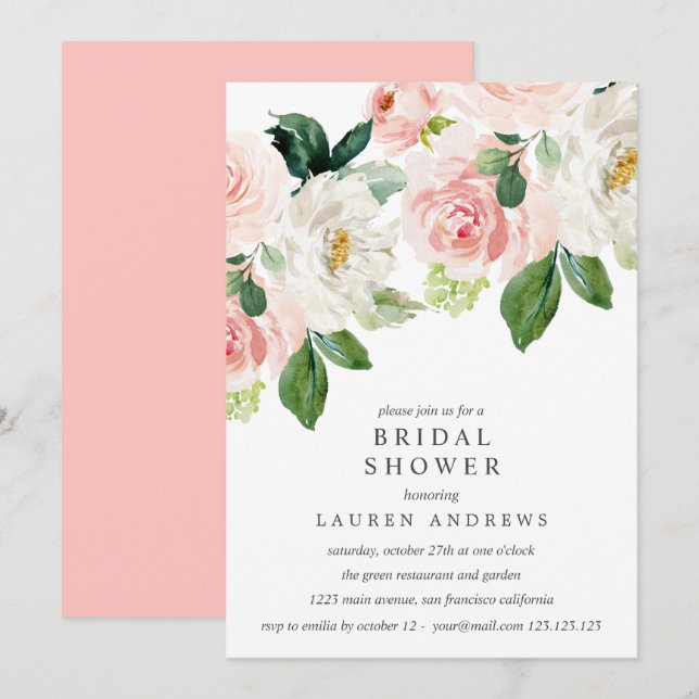 Moderne Blush Bouquet Brautparty Pink Wedding Einladung (Vorne/Hinten)