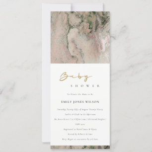 MODERNE BLUSH DUSKY ROSE GOLD AGATE BABY SHOWER EINLADUNG