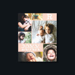 Moderne Blush-Farbblock-Reihe 6 FotoCollage Leinwanddruck<br><div class="desc">Moderner rosafarbener Farbblock Familie 6 FotoCollage - mit personalisiertem Familiennamen, Jahr und Anfangsbuchstaben, alle in einem eleganten Rasterlayout angeordnet. Dieses moderne und elegante Design zeigt 6 eigene Bilder wunderschön. In verschiedenen Farbtönen, die zu jeder Zimmerdekoration passen. Ein tolles Urlaubsgeschenk für Großeltern, Eltern, Familie, Freunde und Angehörige. Anpassen Sie es einfach...</div>