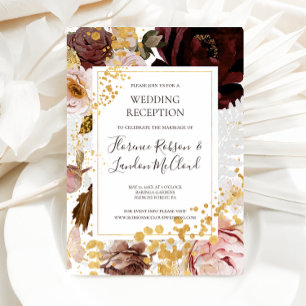 Moderne Blush Floral Hochzeitsempfang Einladung
