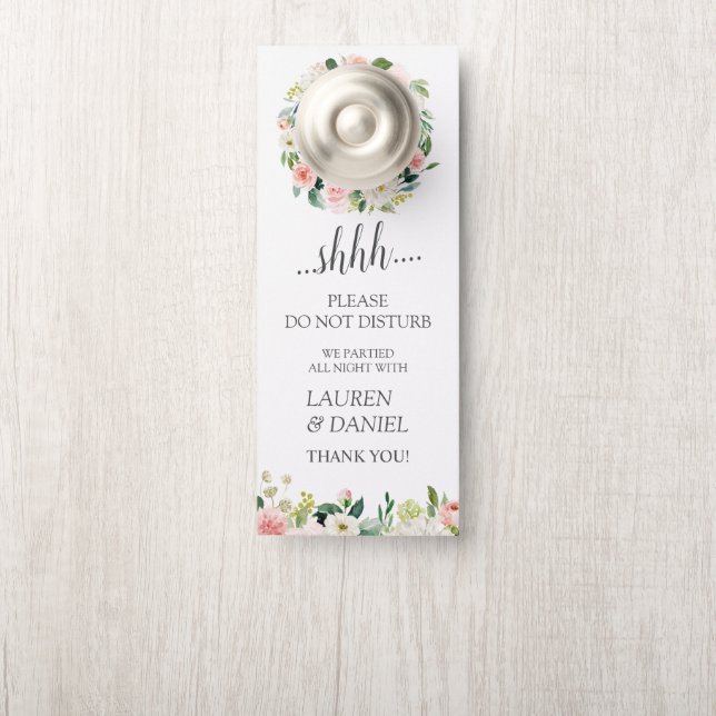 Moderne Blush FloraL Wedding Gast stört nicht Türanhänger (Auf Knauf)