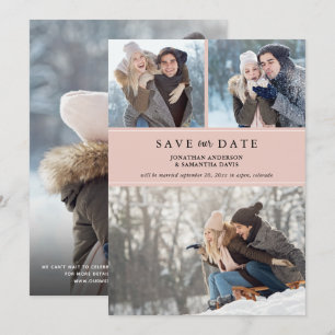Moderne Blush-FotoCollage Rettete unser Datum Save The Date