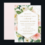 Moderne Blush Gold Floral 16. Geburtstag Einladung<br><div class="desc">Moderne Blumenladen zum Geburtstag im Kleinen Bayleigh Store!</div>