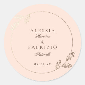 Moderne Blush-Imitate - Botanische Rahmenhochzeit Runder Aufkleber