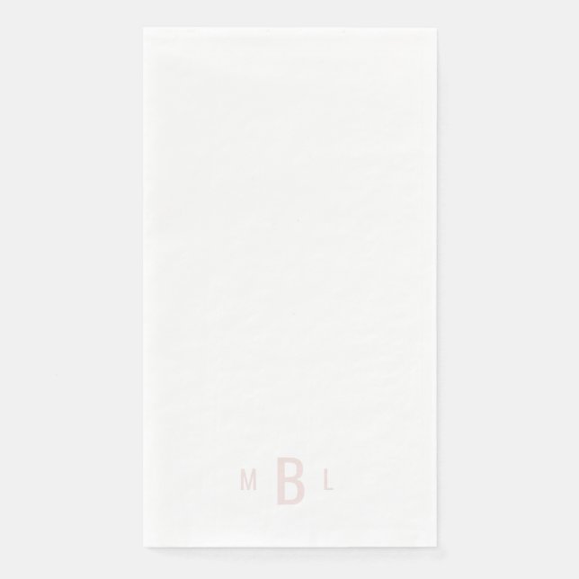 Moderne Blush Monogram White Wedding Serviette (Vorderseite)