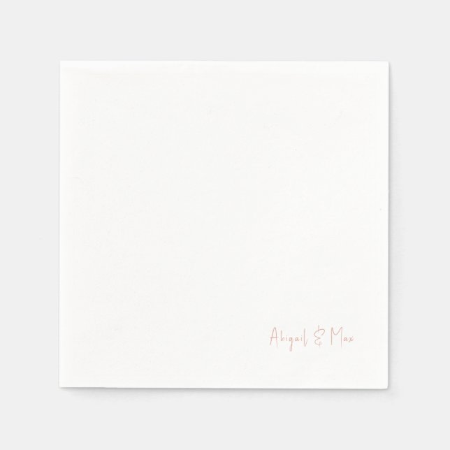 Moderne Blush-Namen für die Hochzeit von Schriftar Serviette (Vorderseite)