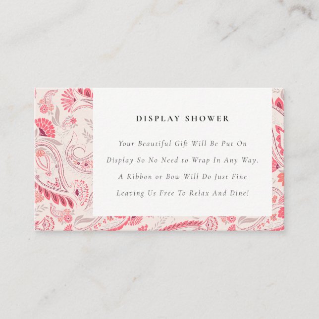 Moderne Blush Paisley Showdusche Babydusche Begleitkarte (Vorderseite)