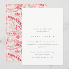 Moderne Blush Paisley Typografie Kinderdusche Einladung