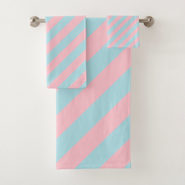 Moderne Blush Pink Blau Moderne Elegante Vorlage Badhandtuch Set (Insitu)