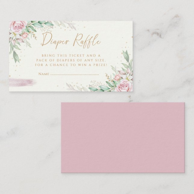 Moderne Blush Pink Blumenspülung Windelspulendusch Begleitkarte (Vorne/Hinten)