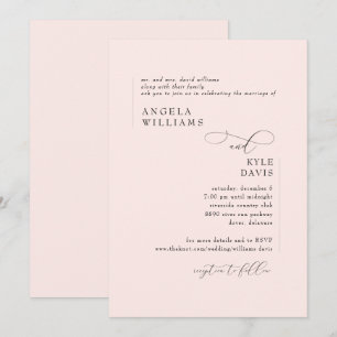 Moderne Blush Pink Bride Eltern Hochzeitsfeiern Einladung