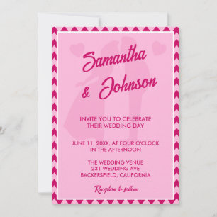 Moderne Blush-Pink-Chevron-Streifen-QR-Code-Hochze Einladung