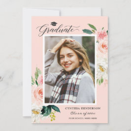 Moderne Blush Pink Foto Graduation Party Einladung