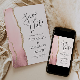 Moderne Blush Pink Gold Agate Hochzeit retten das  Save The Date