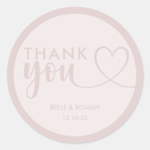 Moderne Blush Pink Hochzeit Danke für Classic Runder Aufkleber