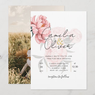 Moderne Blush Pink Peonies Bloral Wedite Einladung