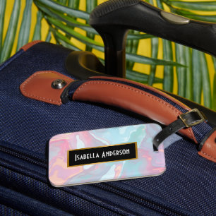 Moderne Blush Pink Soft Mint Gold Luxus-Kollektion Gepäckanhänger