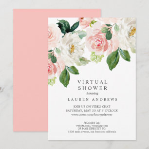 Moderne Blush Pink Virtual Bridal oder Babydusche Einladung