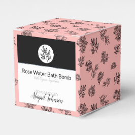 Moderne Blush Rose & Blätter Line Art Bath Bomb Bo Geschenkschachtel