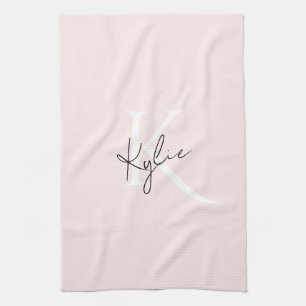 Moderne Blush-Rose Personalisiert Monogramm Name - Geschirrtuch