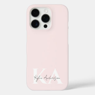 Moderne Blush-Rose Personalisiert Monogramm Name - iPhone 16 Pro Hülle