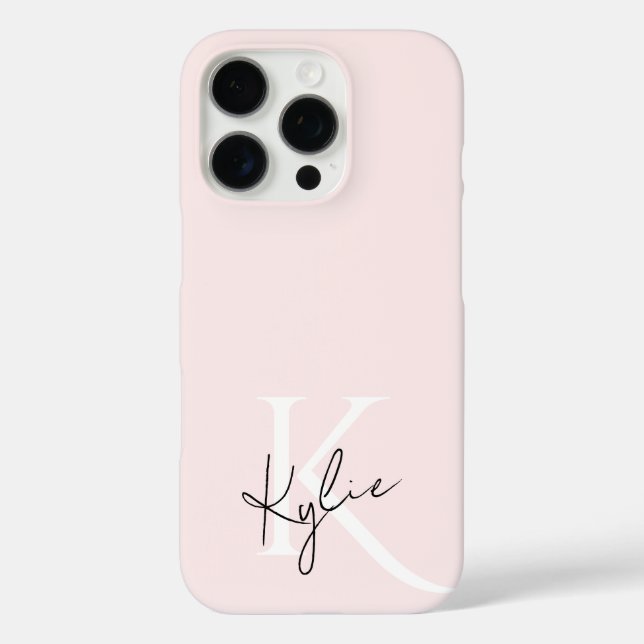 Moderne Blush-Rose Personalisiert Monogramm Name - iPhone 16 Pro Hülle (Rückseite)