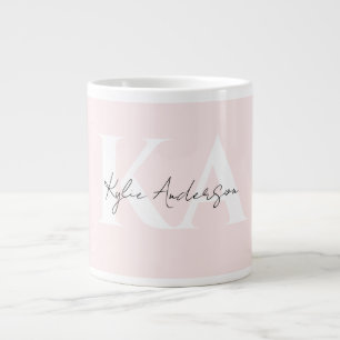 Moderne Blush-Rose Personalisiert Monogramm Name - Jumbo-Tasse