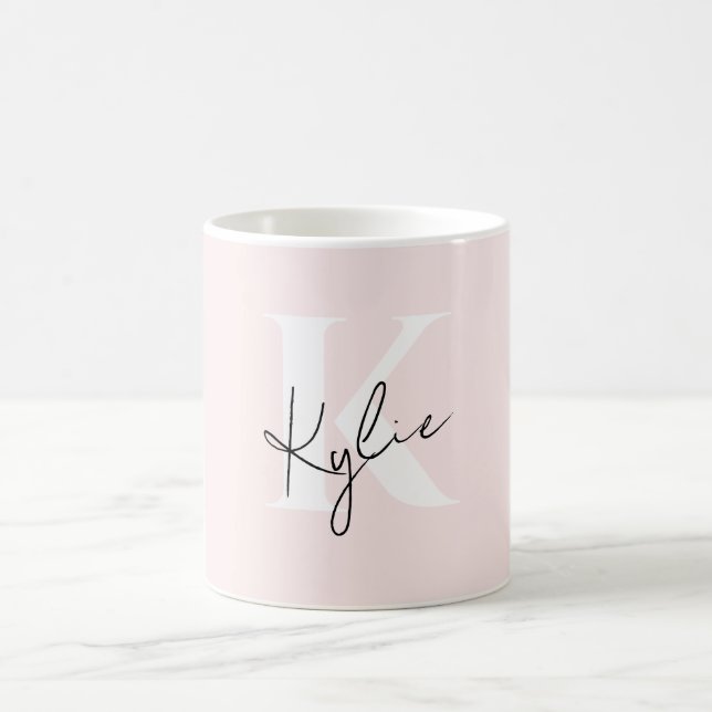 Moderne Blush-Rose Personalisiert Monogramm Name - Kaffeetasse (Mittel)