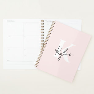 Moderne Blush-Rose Personalisiert Monogramm Name - Planer