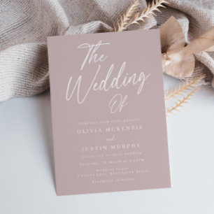 Moderne Blush Script Hochzeit Einladung