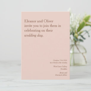 Moderne Blush Terracotta Typografie Stilvolle Hoch Einladung