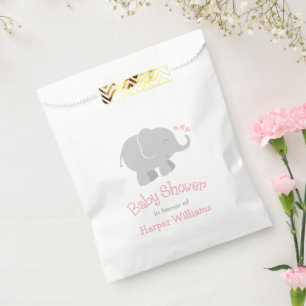 Moderne Blush und Graue Elephant Girl Baby Dusche Geschenktütchen