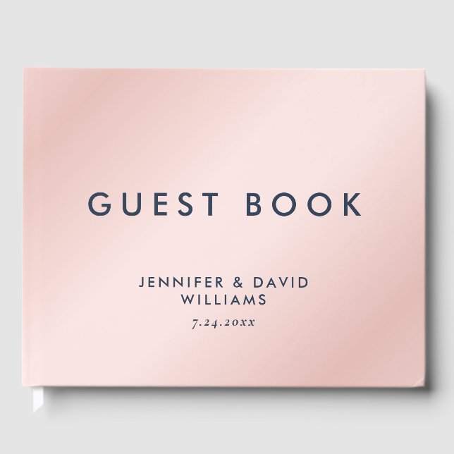 Moderne Blush- und Navy-Blue-Hochzeit Gästebuch (Vorderseite)