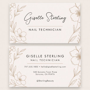 Moderne Blush- und schwarze Nagelstudio-Salon Visitenkarte
