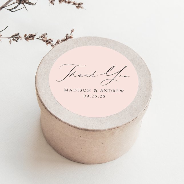 Moderne Blush Wedding Vielen Dank Runder Aufkleber (Von Creator hochgeladen)