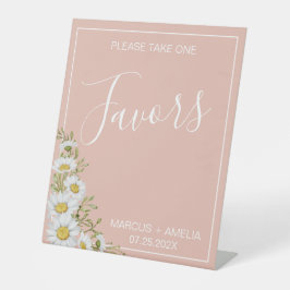 Moderne Blush & White Daisies Gastgeschenke Hochze Sockelschild