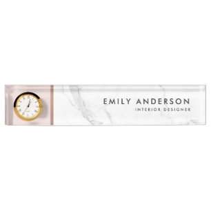 MODERNE BLUSPINK ROSE GOLD MARBLE TEXTURE NAMENSPLAKETTE