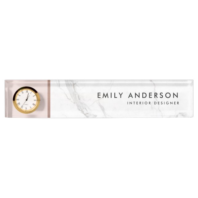 MODERNE BLUSPINK ROSE GOLD MARBLE TEXTURE NAMENSPLAKETTE (Vorderseite)