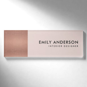 MODERNE BLUSTERPINK ROSE GOLD SHIMMER TEXTURE NAMENSCHILD