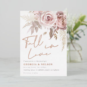 Moderne Blütenblütenblüte Rose Goldfall in Liebe H Folieneinladung