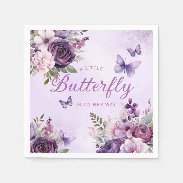 Moderne Blütendusche ein kleines Butterfly Girl Ba Serviette (Vorderseite)
